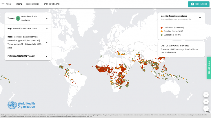 Malaria case map 2023