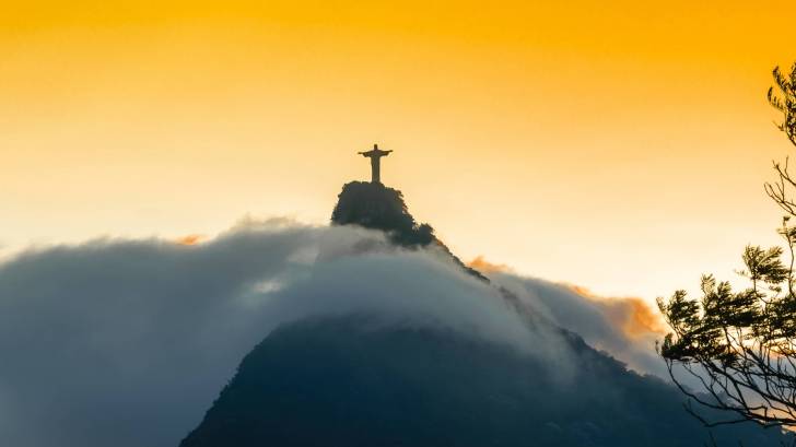 rio de janerio brazil, famous statue on the mountain top