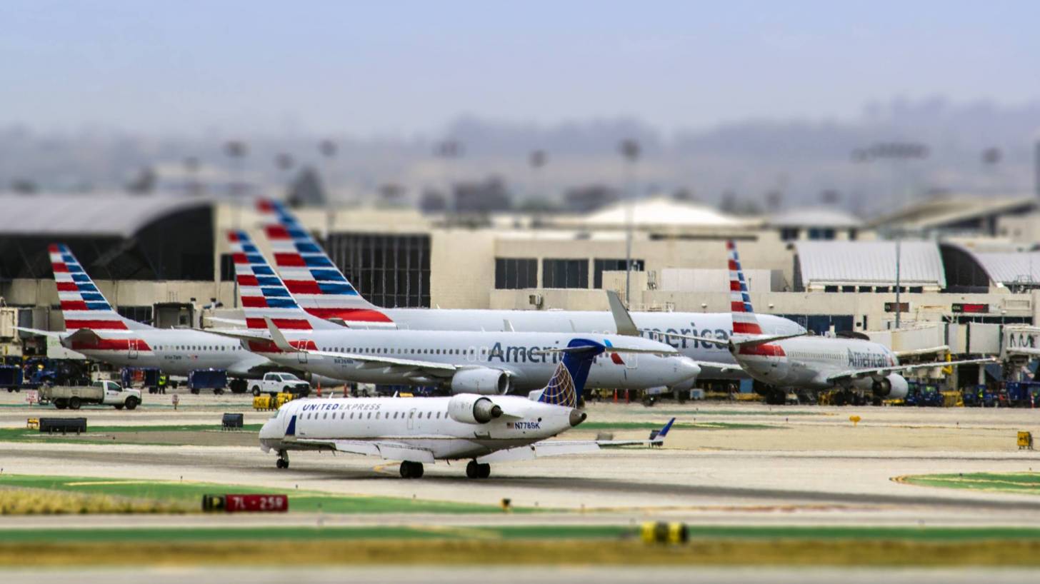 LAX airport with AA jets in the runways