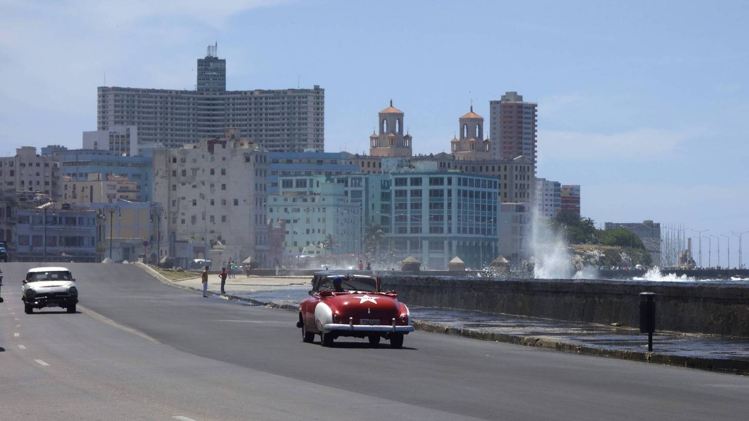 Cuba city scene with surf