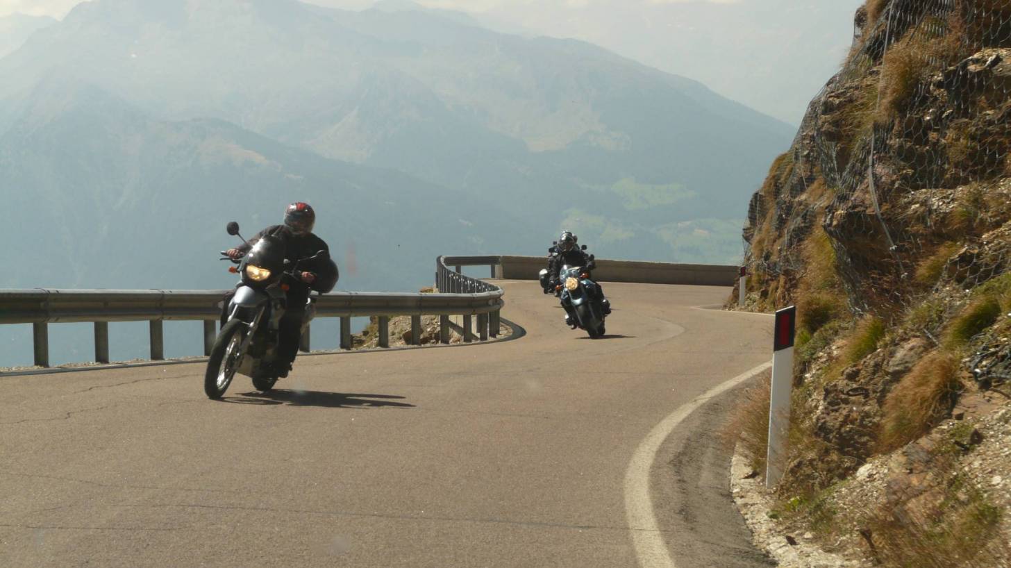 motorcyclists on a mountain pass
