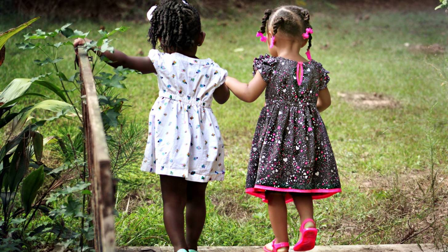 young girls walking together