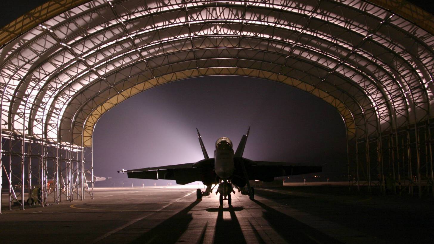 military air force base jet hanger