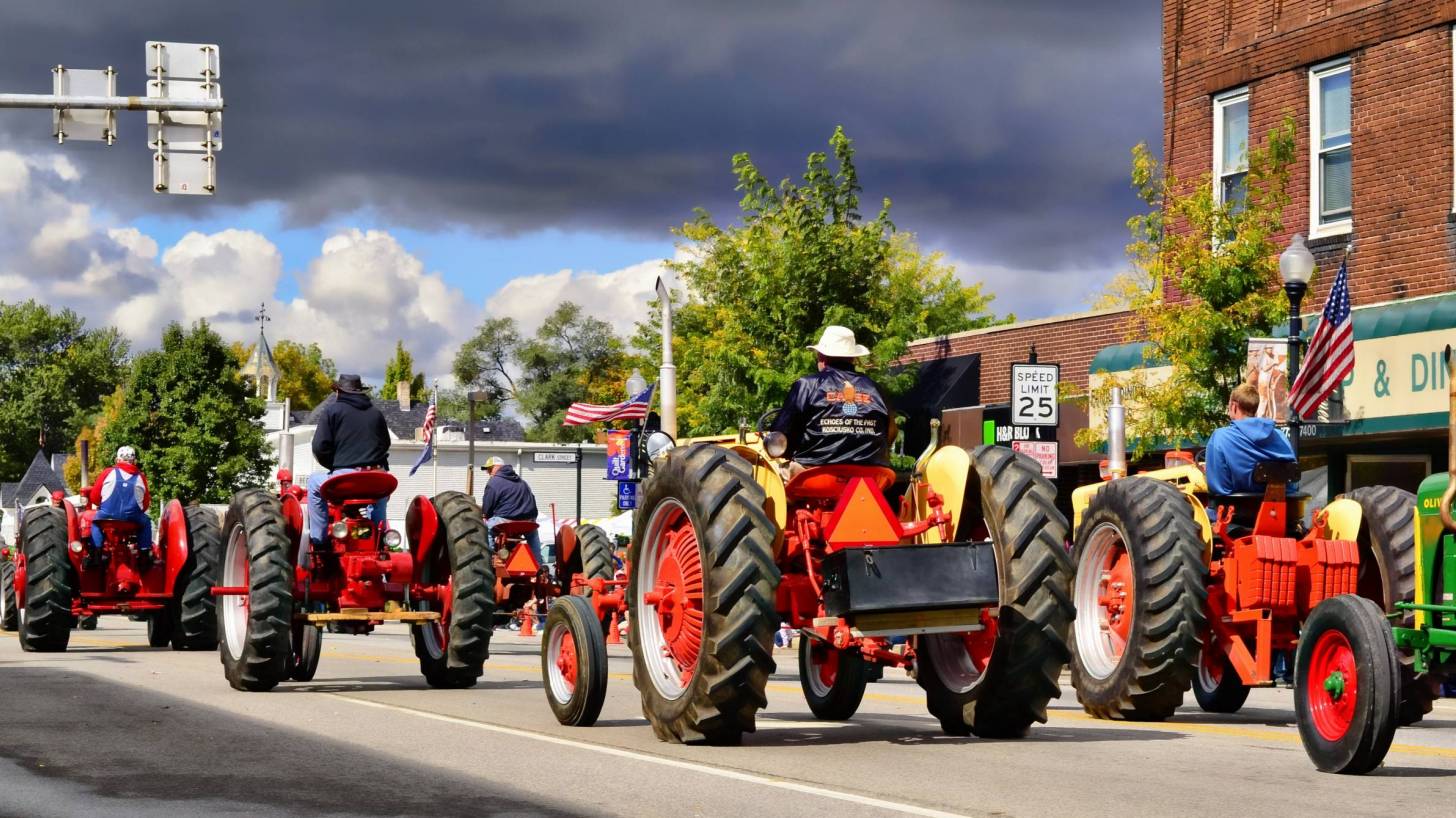 farm tractors in parade