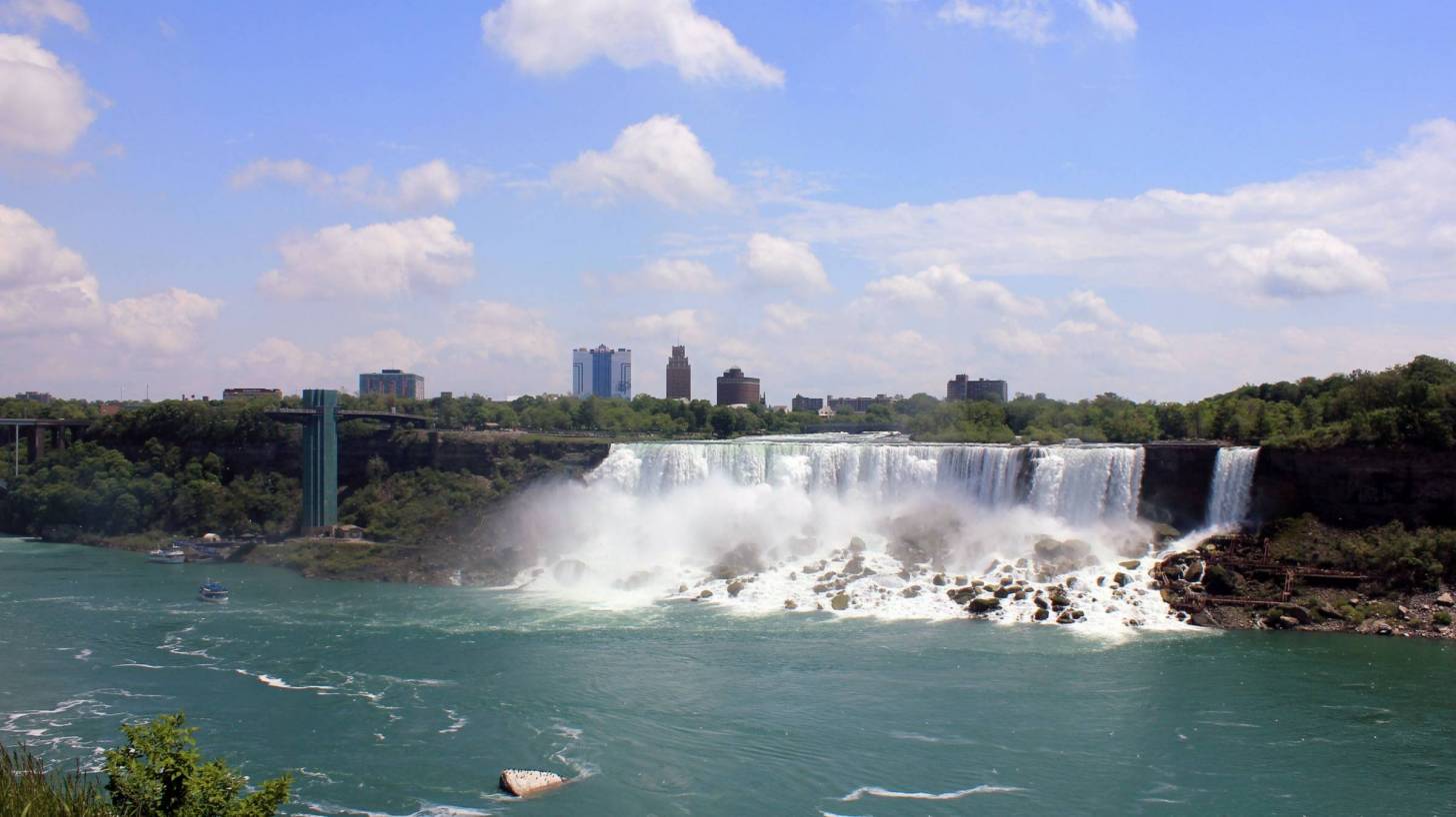 canadian niagra falls showing Ontario in the back ground