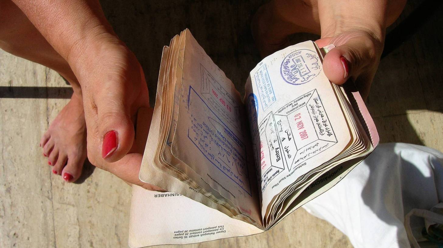 passport stamped with visa stamps