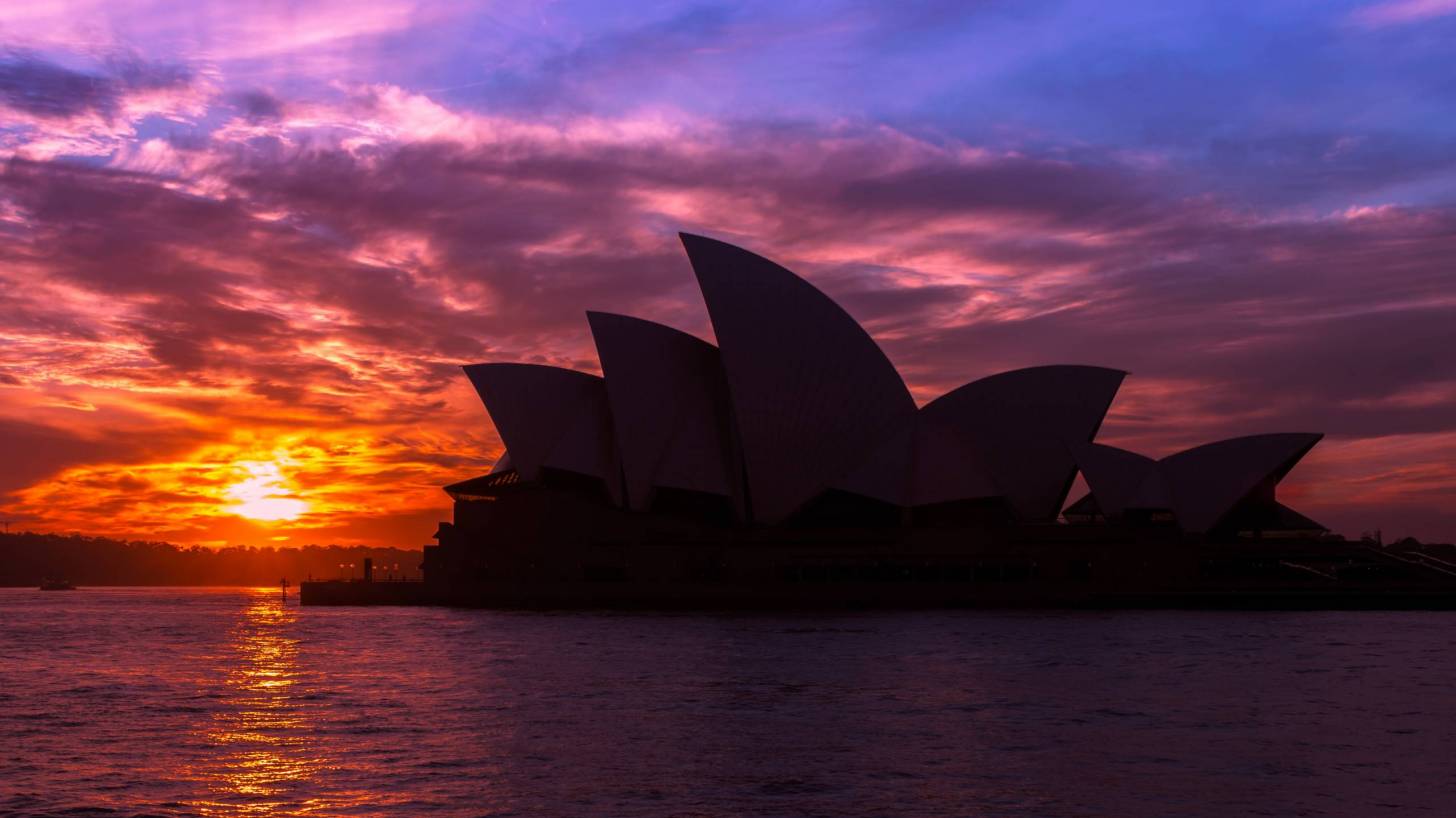 sydney operal house at sunset
