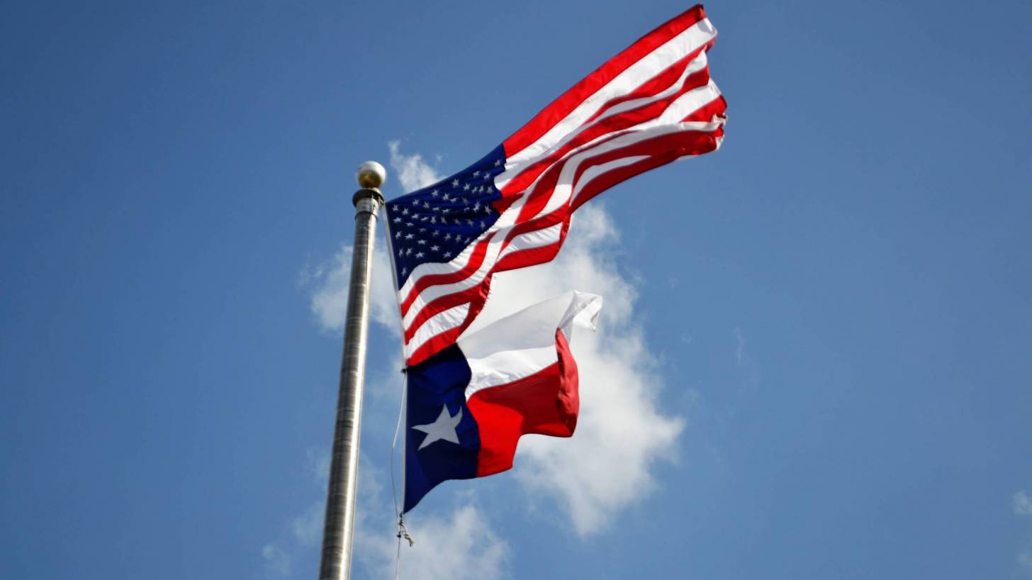 us and texas flag