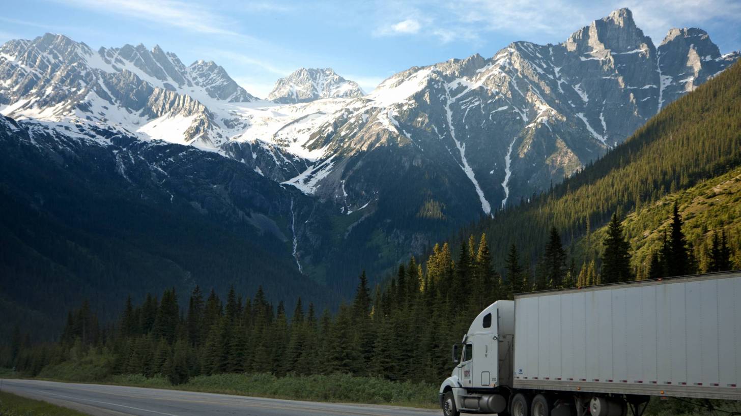 truck going through the mountains