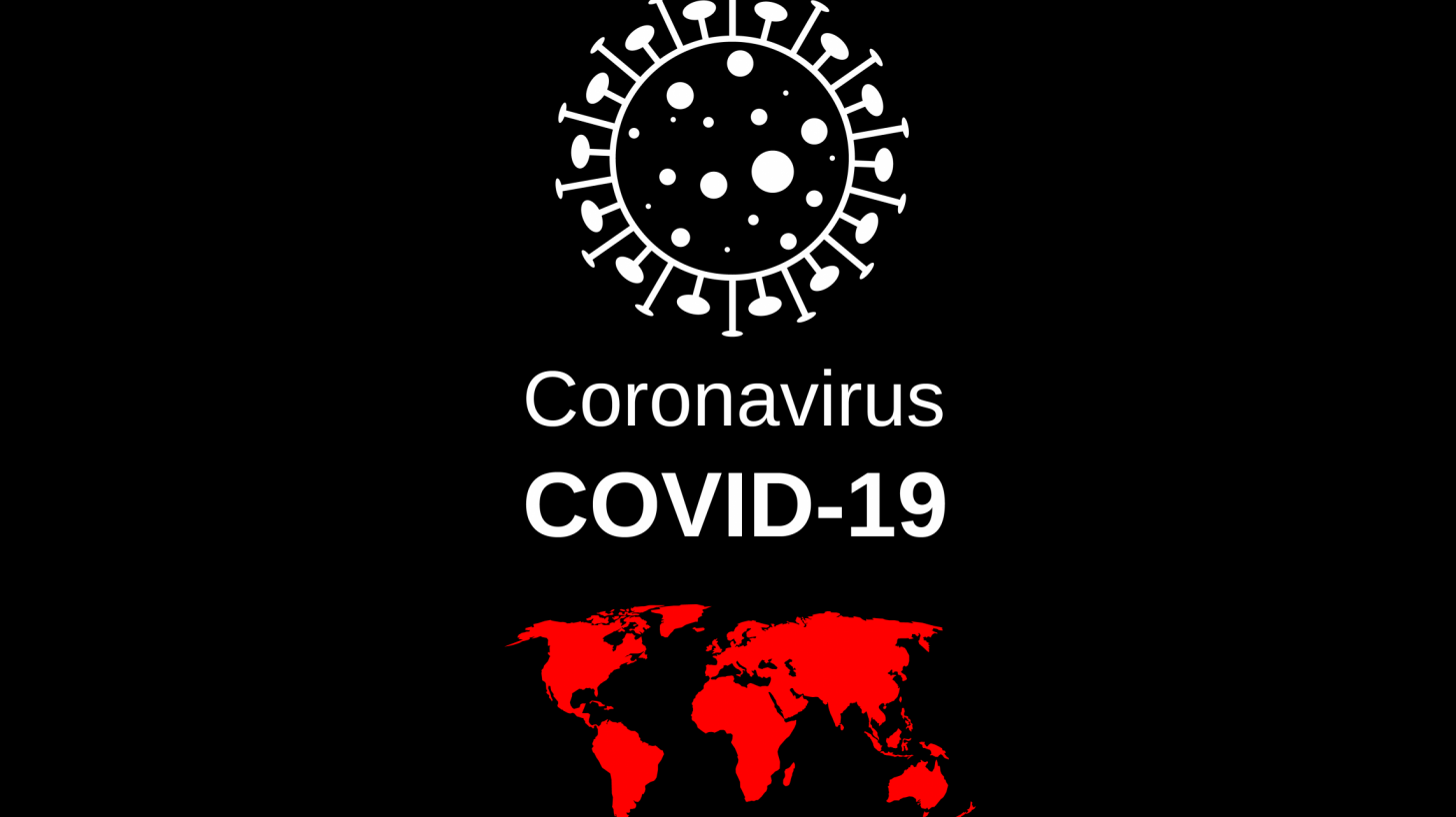 covid-19 sign with the world in red