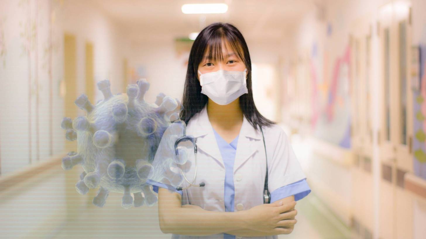 nurse in a hospital protected with a mask