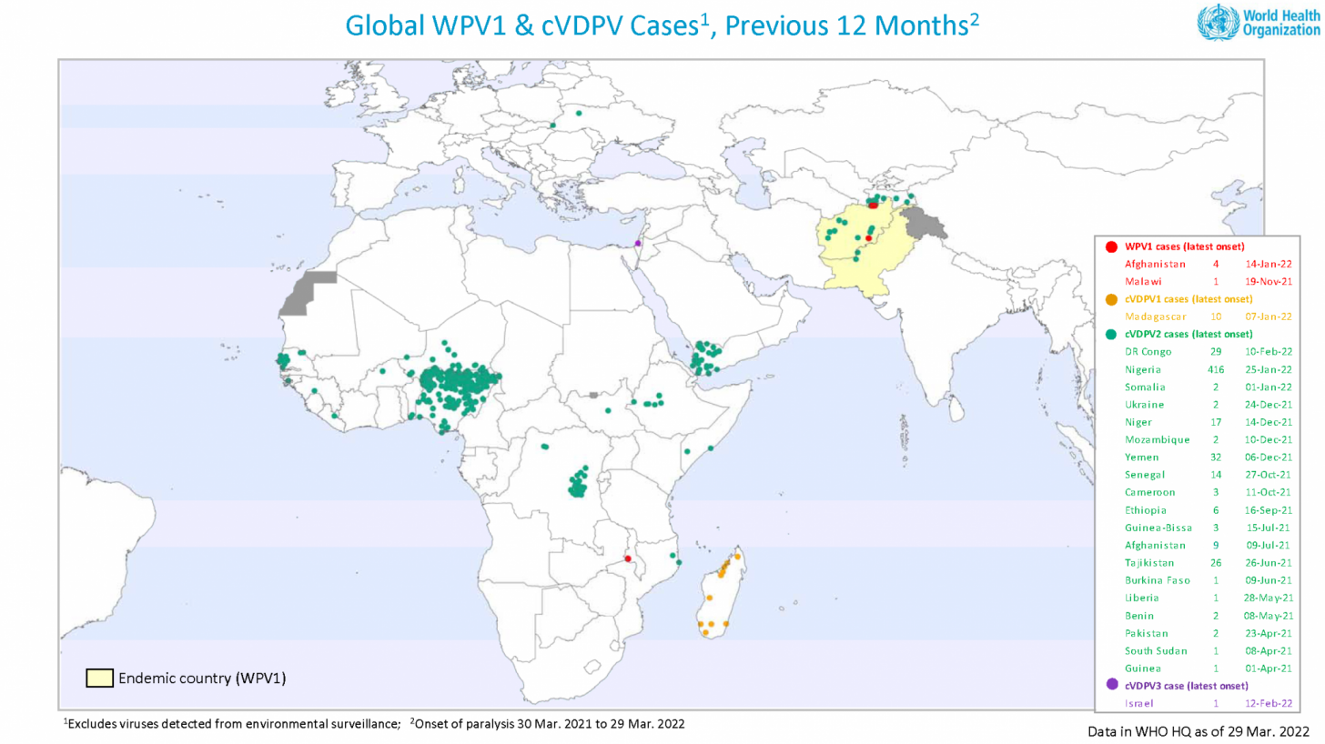 map of polio outbreaks