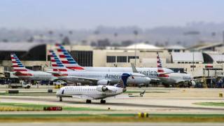 LAX airport with AA jets in the runways