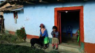 bolivian children in a doorway