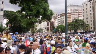 People marching in protest of the Venezuelan government