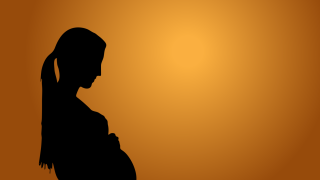pregnant women and the sun setting