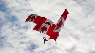 candian sky dive team with flags