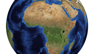 world globe showing africa