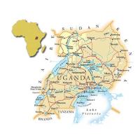 Map of Uganda in Africa