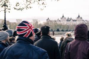 UK People senior in a UK Hat