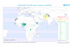 map of polio outbreaks